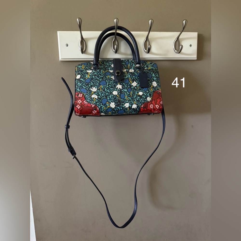 Coach Floral Crossbody Bag with Red and Blue